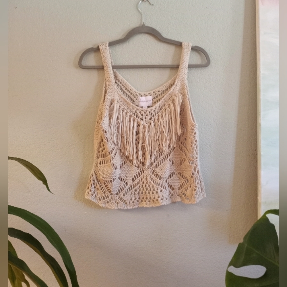 NWT Honey & Sparkle Crochet Bohemian Western Coastal Cowgirl Fringed Hippie Top